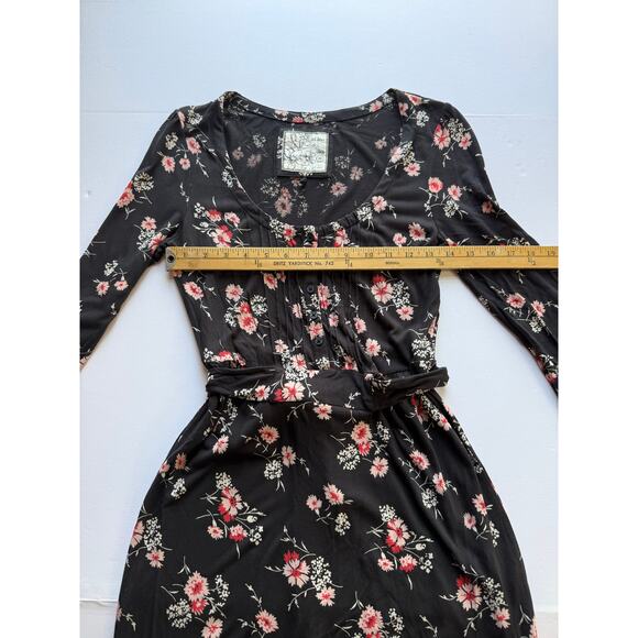 Fat Face Floral Midi Dress Women’s Size 10 Black Pink Print 3/4 Sleeve Scoop - Picture 13 of 15